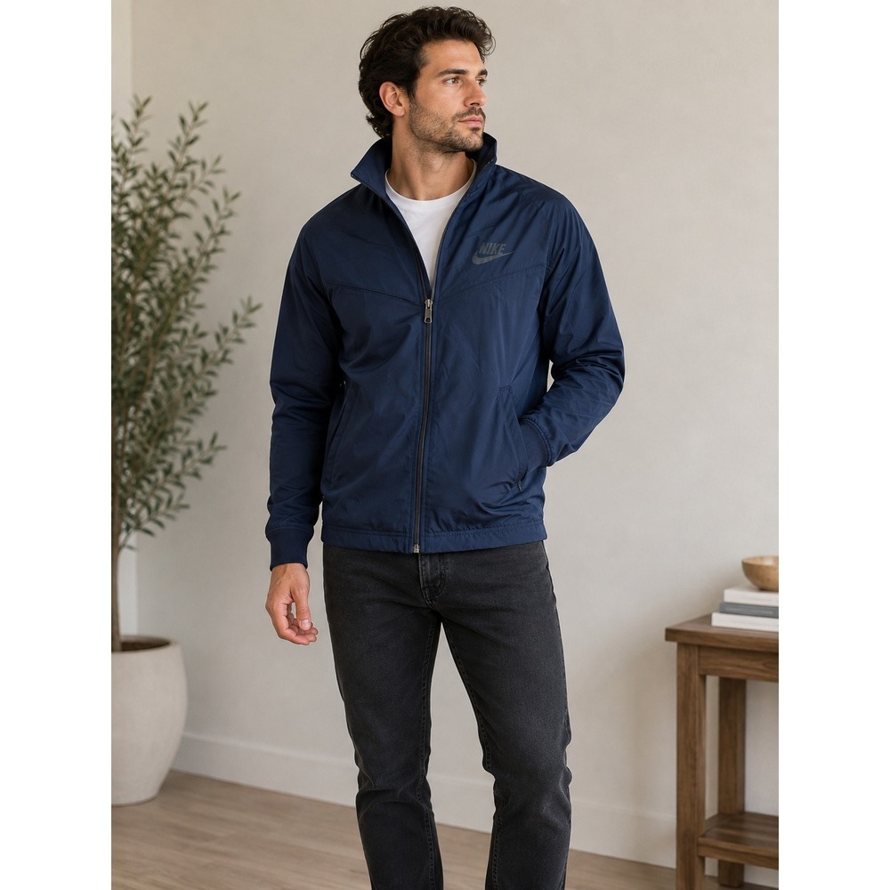 Nike Sportswear Navy Windbreaker Jacket Men's M Full‎ Zip Track Training